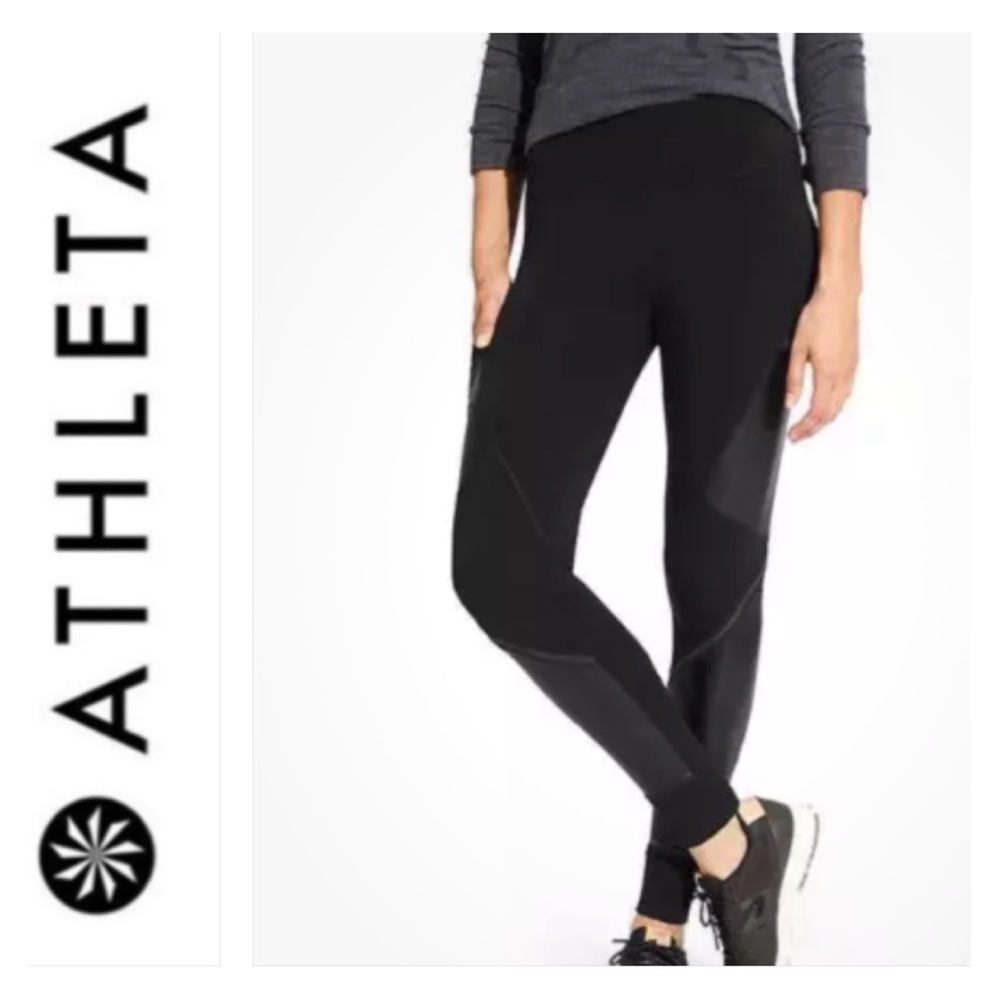 Athleta Urban Cozy Tight Stash Pocket Hi Waisted Wool Blend Legging Fleece Lined